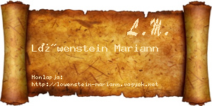 Löwenstein Mariann névjegykártya